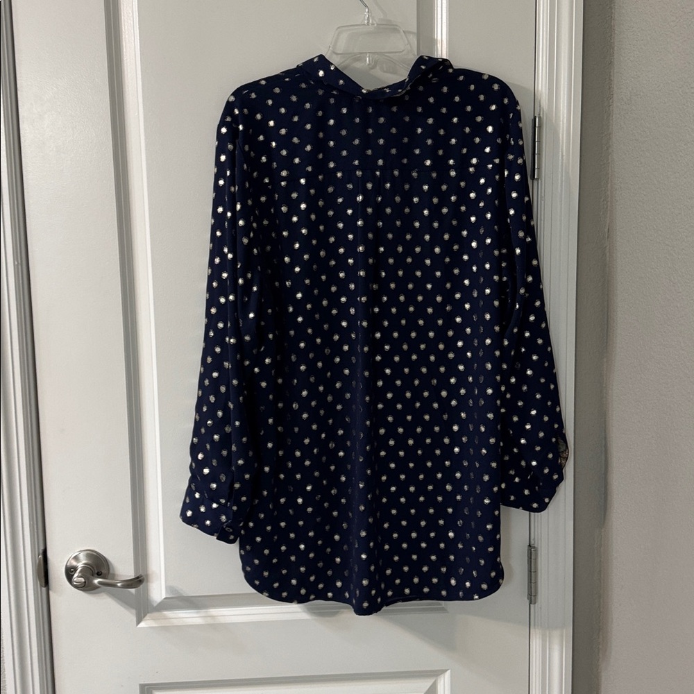 Chicos Reversible Navy Blue Patterned Women's Top - image 2